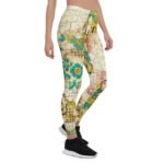 Vintage Floral Map Leggings Distressed Yoga Pants