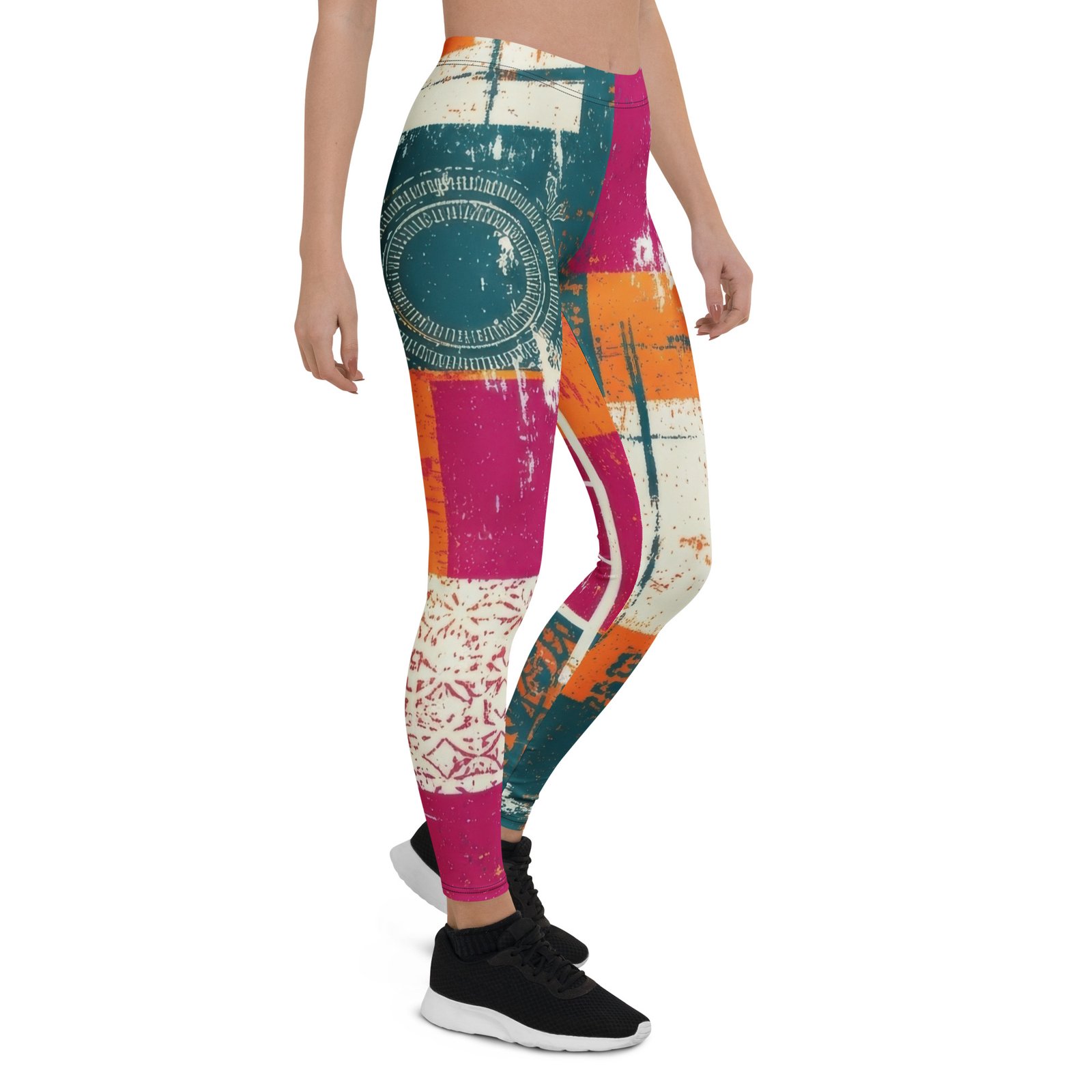 Abstract Patchwork Leggings Colorful Grunge Yoga Pants Abstract Patchwork Leggings Colorful Grunge Yoga Pants