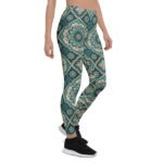 Teal Mandala Leggings Boho Floral Yoga Pants