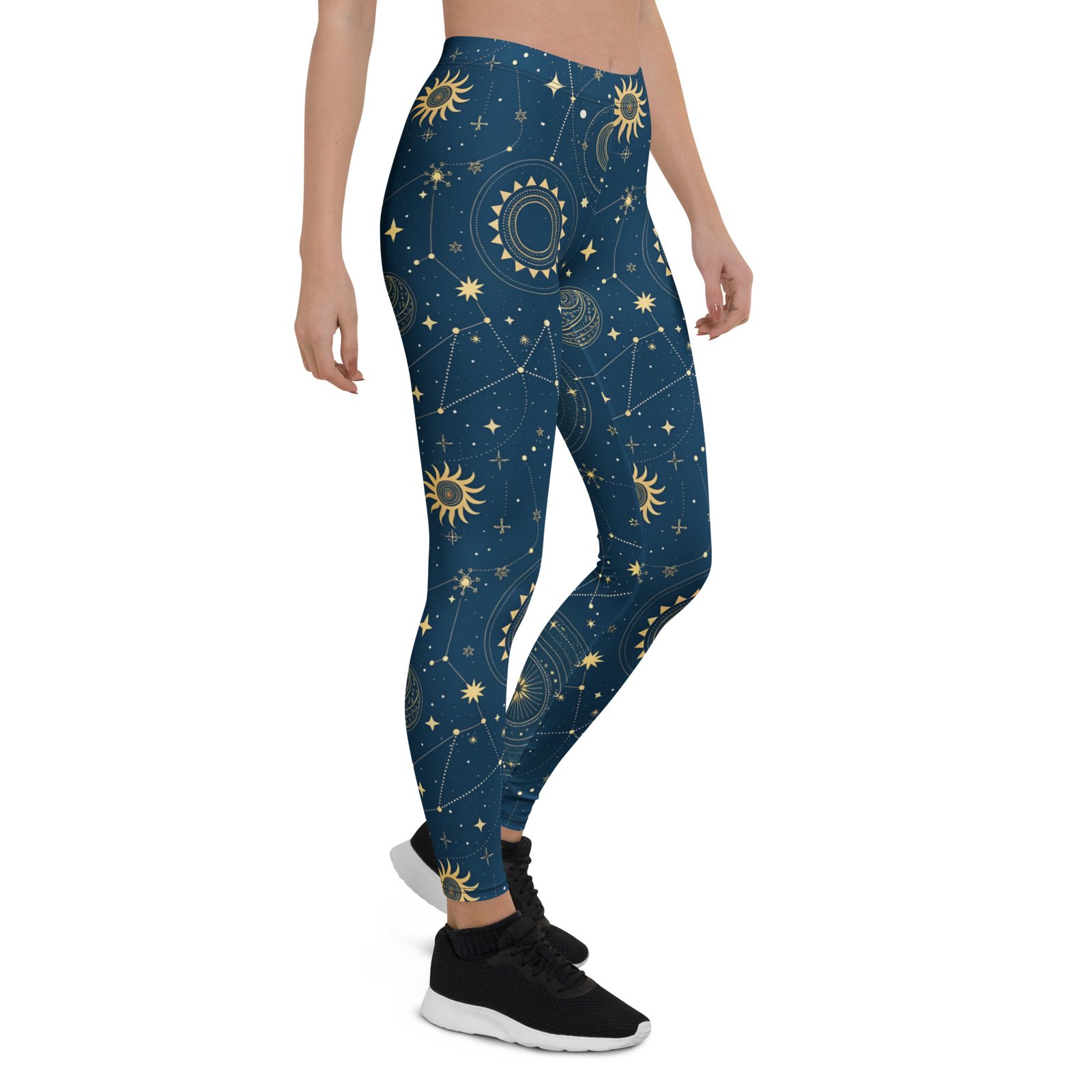 Navy Celestial Leggings Gold Sun Moon Star Yoga Pants Navy Celestial Leggings Gold Sun Moon Star Yoga Pants