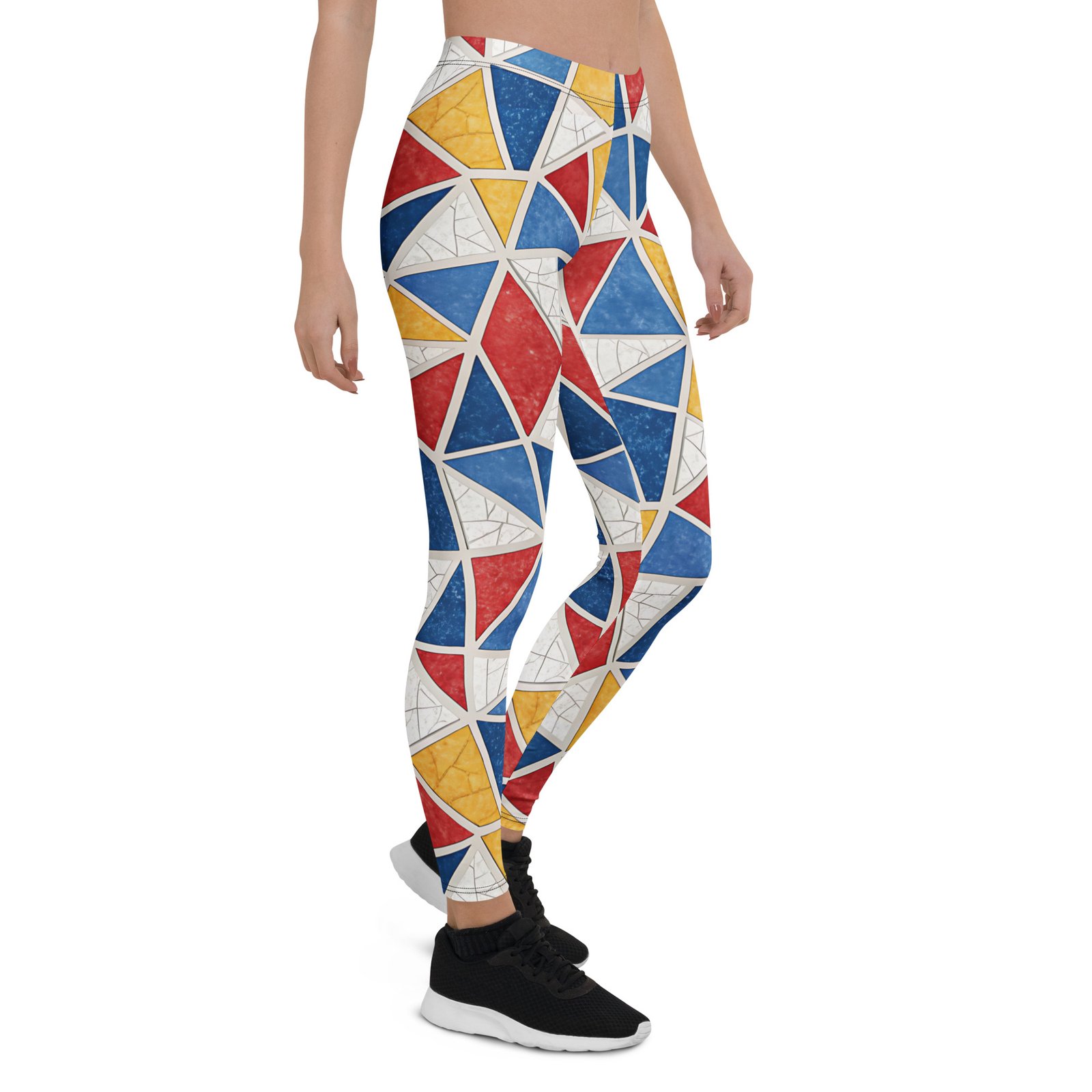 Geometric Triangle Leggings Red Blue Yellow Yoga Pants Geometric Triangle Leggings Red Blue Yellow Yoga Pants