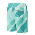 Teal Diamond Board Shorts Men’s Geometric Swim Trunks