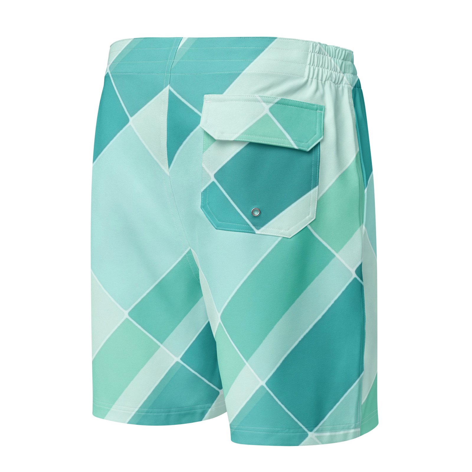 Teal Diamond Board Shorts Men's Geometric Swim Trunks Teal Diamond Board Shorts Men's Geometric Swim Trunks