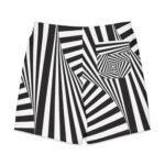 Black White Spiral Board Shorts Geometric Swim Trunks