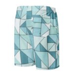 Teal Geometric Board Shorts Men’s Triangle Swim Trunks