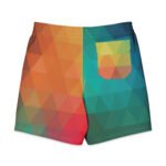 Colorful Geometric Board Shorts Men’s Low Poly Swim Trunks