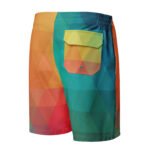 Colorful Geometric Board Shorts Men’s Low Poly Swim Trunks