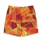 Red Orange Mosaic Board Shorts Men’s Geometric Swim Trunks