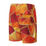 Red Orange Mosaic Board Shorts Men’s Geometric Swim Trunks