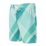 Teal Diamond Board Shorts Men's Geometric Swim Trunks
