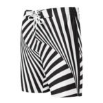 Black White Spiral Board Shorts Geometric Swim Trunks