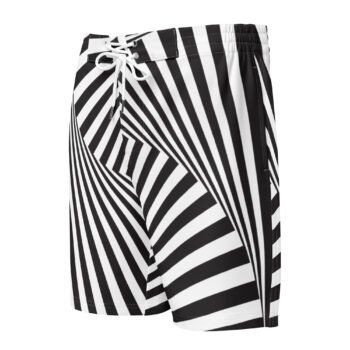 Black White Spiral Board Shorts Geometric Swim Trunks