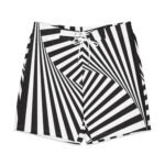 Black White Spiral Board Shorts Geometric Swim Trunks