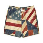 Vintage Flag Board Shorts Patriotic Swim Trunks