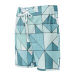 Teal Geometric Board Shorts Men’s Triangle Swim Trunks