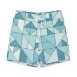 Teal Geometric Board Shorts Men’s Triangle Swim Trunks