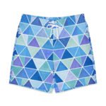 Watercolor Triangle Board Shorts Men’s Geometric Swimwear