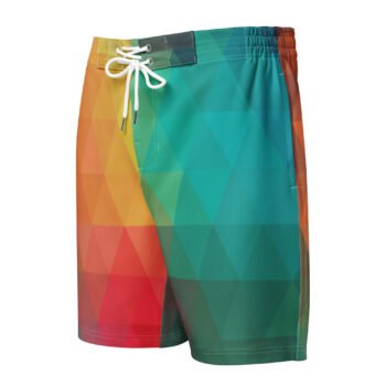 Colorful Geometric Board Shorts Men's Low Poly Swim Trunks