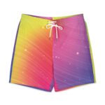 Rainbow Sparkle Board Shorts Men’s Gradient Swim Trunks