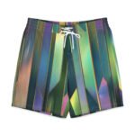 Iridescent Geometric Board Shorts Men’s Swim Trunks