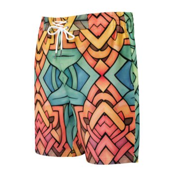 Celtic Knot Board Shorts Men's Stained Glass Swim Trunks
