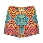 Celtic Knot Board Shorts Men’s Stained Glass Swim Trunks