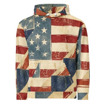 Vintage Flag Hoodie Distressed American Flag Pullover