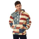 Vintage Flag Hoodie Distressed American Flag Pullover