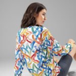 Abstract Geometric Sweatshirt Colorful Woven Pattern