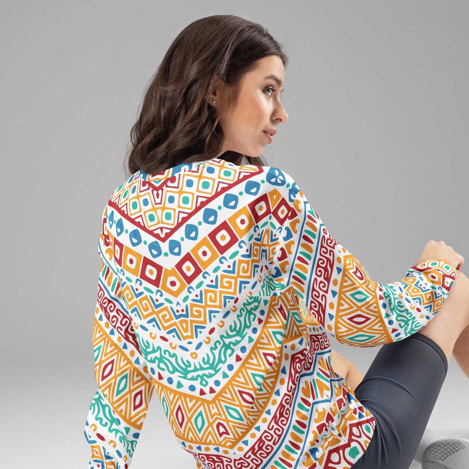 Colorful Chevron Sweatshirt Boho Pattern Pullover Colorful Chevron Sweatshirt Boho Pattern Pullover