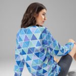 Watercolor Triangle Sweatshirt Blue Geometric Pullover