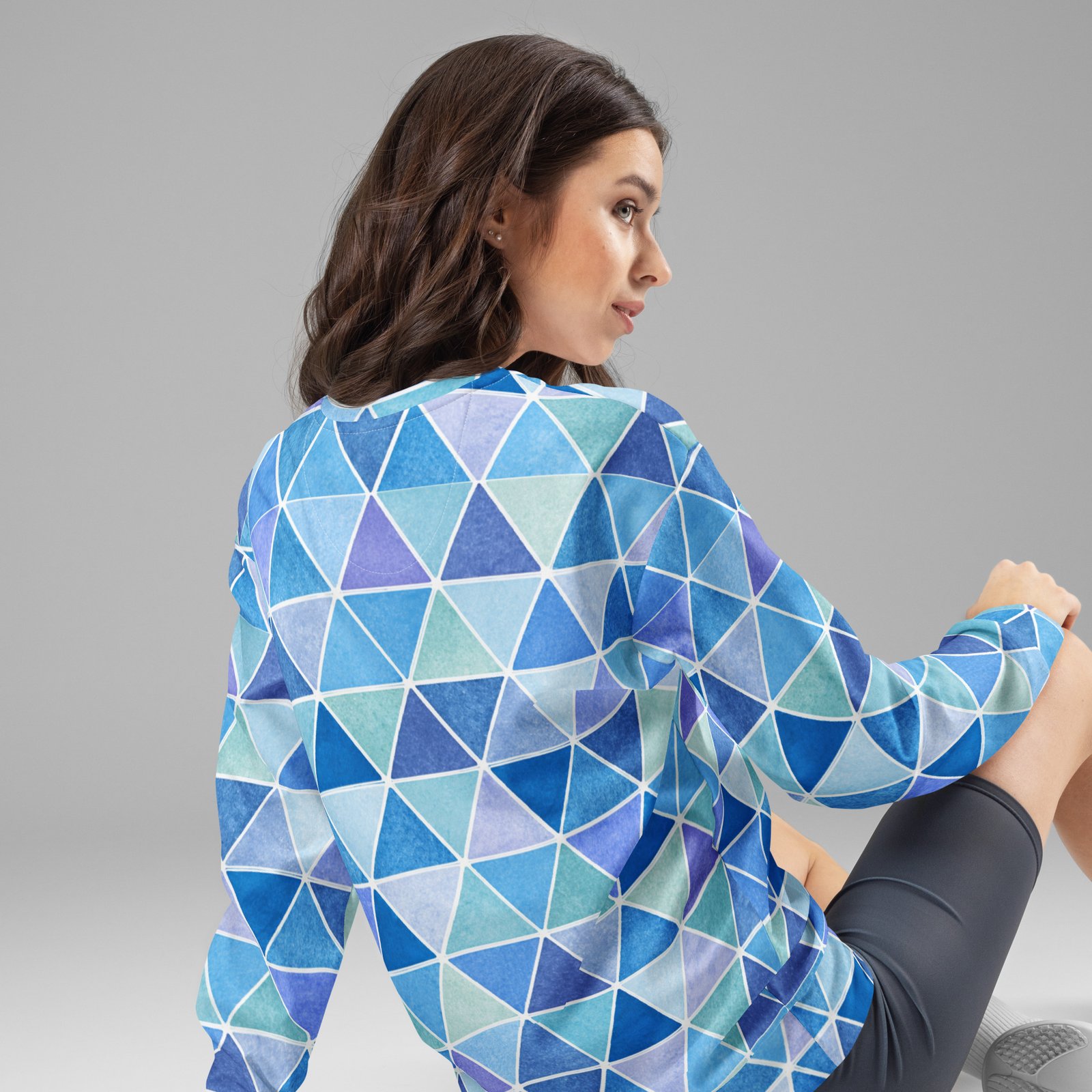 Watercolor Triangle Sweatshirt Blue Geometric Pullover Watercolor Triangle Sweatshirt Blue Geometric Pullover