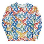 Abstract Geometric Sweatshirt - Colorful Woven Pattern 1 Abstract Geometric Sweatshirt Colorful Woven Pattern