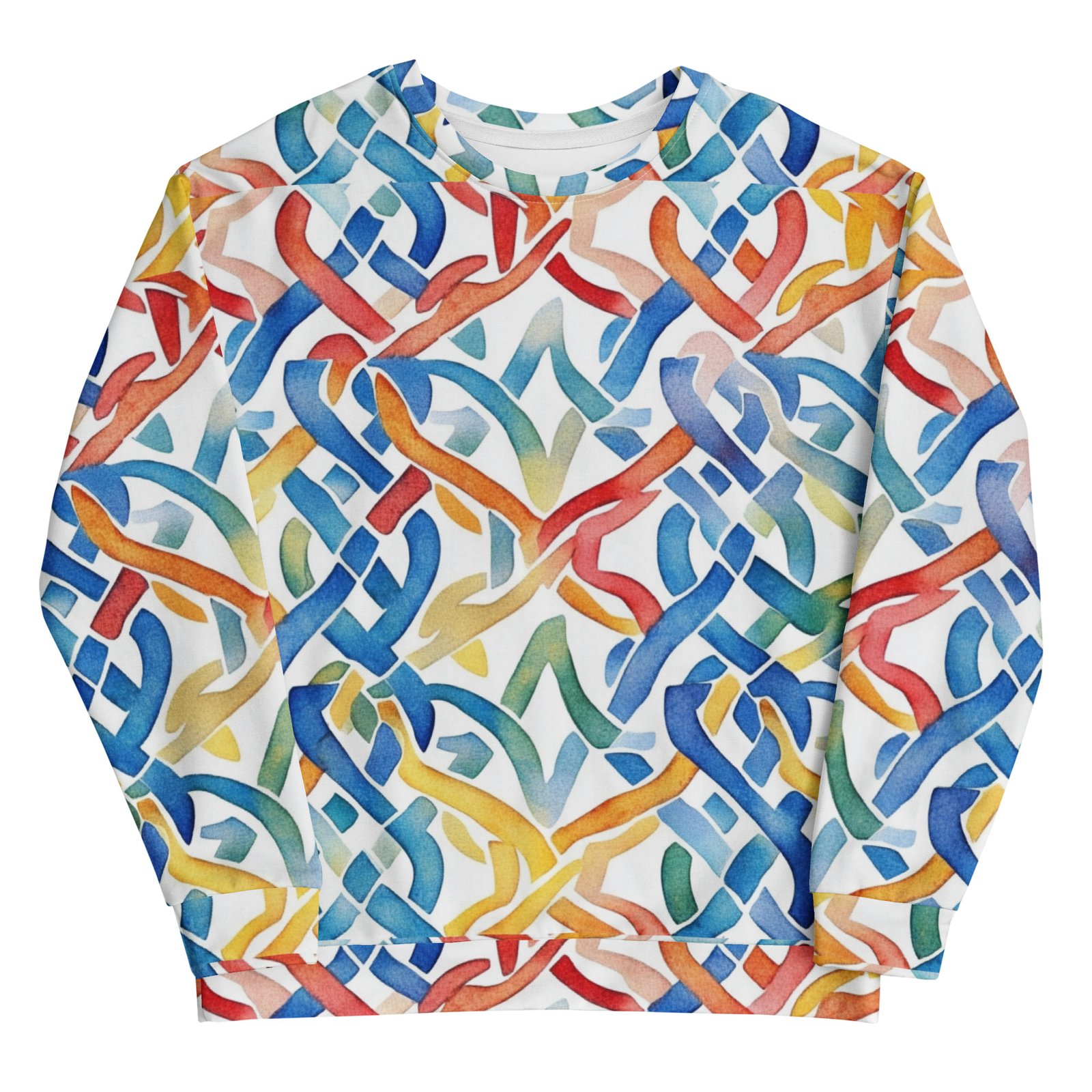 Abstract Geometric Sweatshirt Colorful Woven Pattern Abstract Geometric Sweatshirt Colorful Woven Pattern