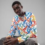 Abstract Geometric Sweatshirt Colorful Woven Pattern