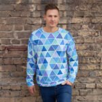 Watercolor Triangle Sweatshirt Blue Geometric Pullover