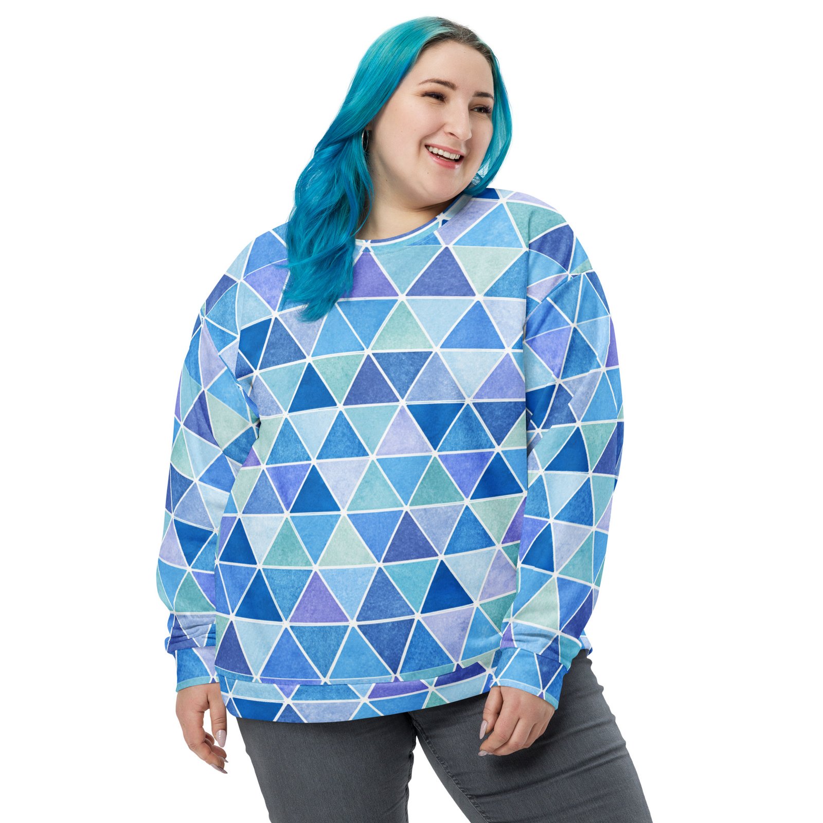 Watercolor Triangle Sweatshirt Blue Geometric Pullover Watercolor Triangle Sweatshirt Blue Geometric Pullover