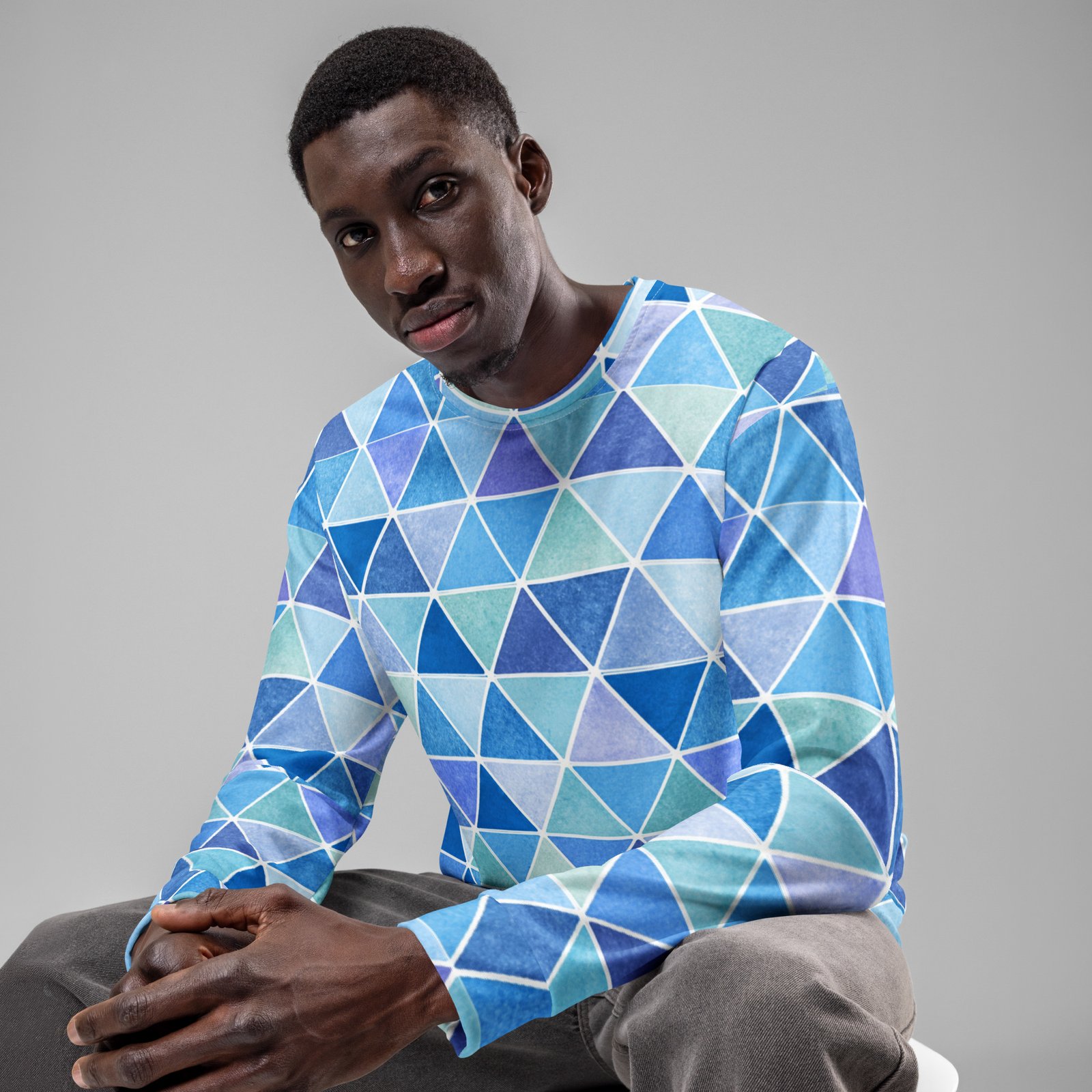 Watercolor Triangle Sweatshirt Blue Geometric Pullover Watercolor Triangle Sweatshirt Blue Geometric Pullover