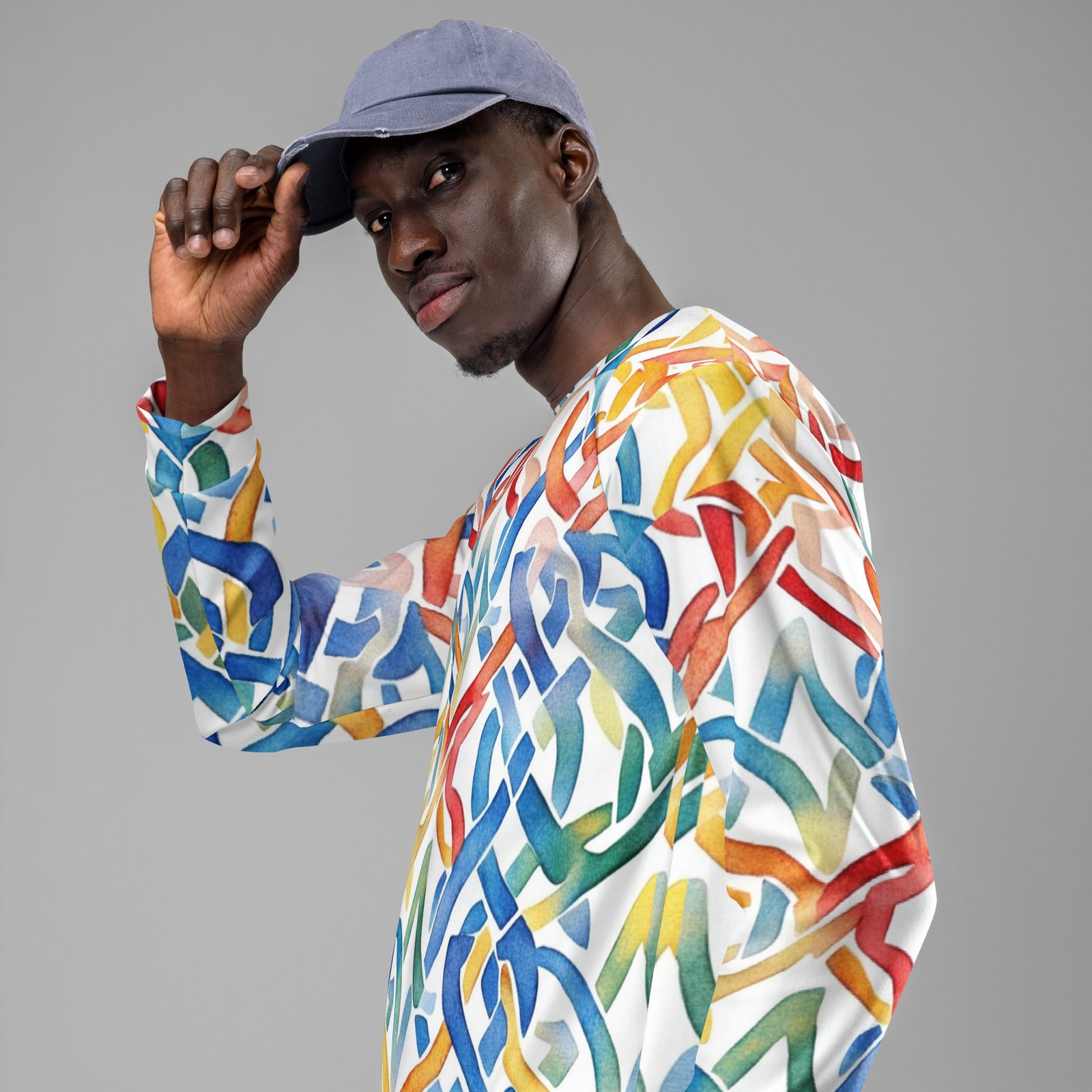 Abstract Geometric Sweatshirt Colorful Woven Pattern Abstract Geometric Sweatshirt Colorful Woven Pattern