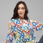 Abstract Geometric Sweatshirt Colorful Woven Pattern