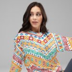 Colorful Chevron Sweatshirt Boho Pattern Pullover