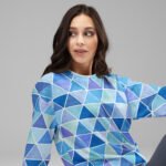 Watercolor Triangle Sweatshirt Blue Geometric Pullover