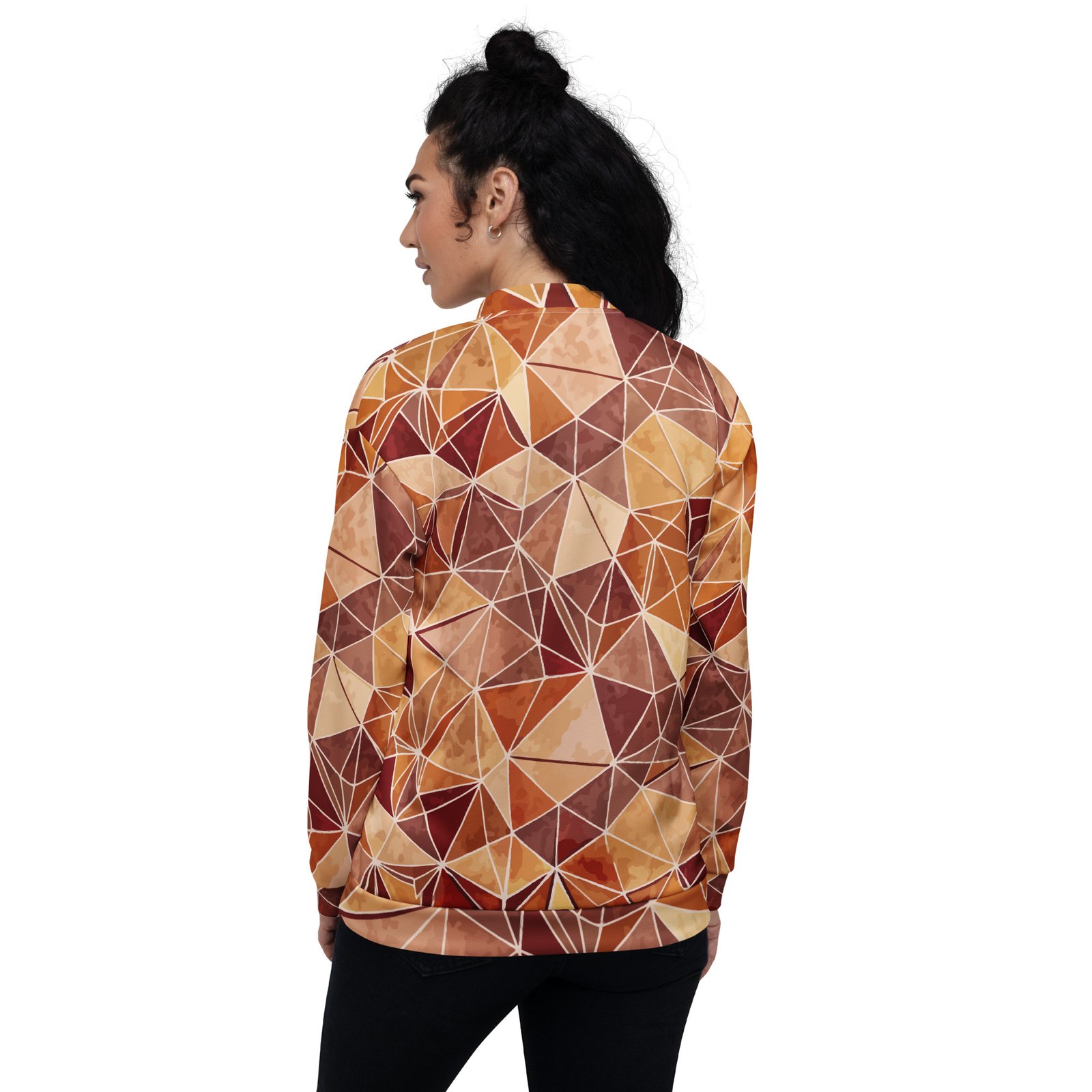 Earthy Triangle Bomber Jacket Warm Geometric Coat Earthy Triangle Bomber Jacket Warm Geometric Coat