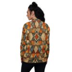 Earthy Geometric Bomber Jacket Mosaic Style Coat