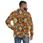 Earthy Geometric Bomber Jacket Mosaic Style Coat