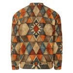 Earthy Geometric Bomber Jacket Mosaic Style Coat