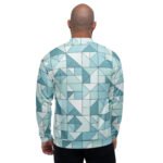 Blue Geometric Bomber Jacket Teal Triangle Coat