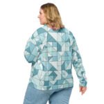 Blue Geometric Bomber Jacket Teal Triangle Coat