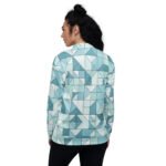 Blue Geometric Bomber Jacket Teal Triangle Coat
