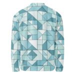 Blue Geometric Bomber Jacket Teal Triangle Coat